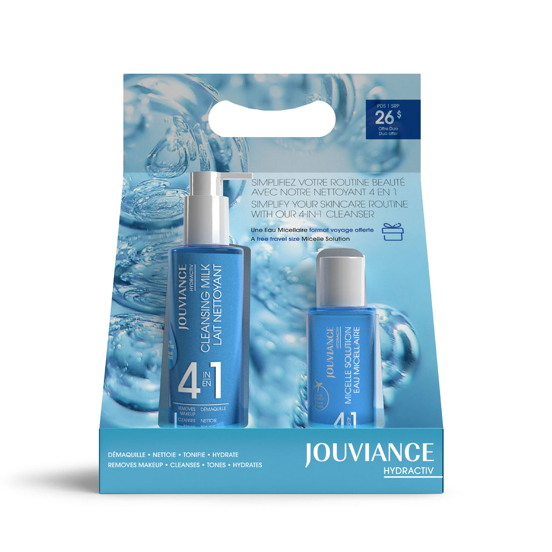 Duo Lait nettoyant + Eau micellaire